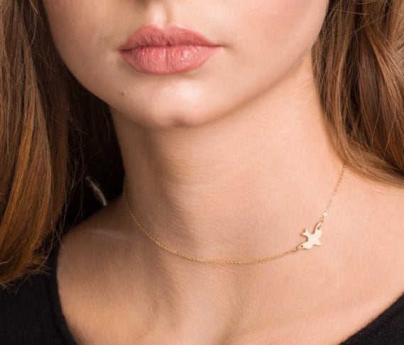 Flying Silhouette Bird Necklace