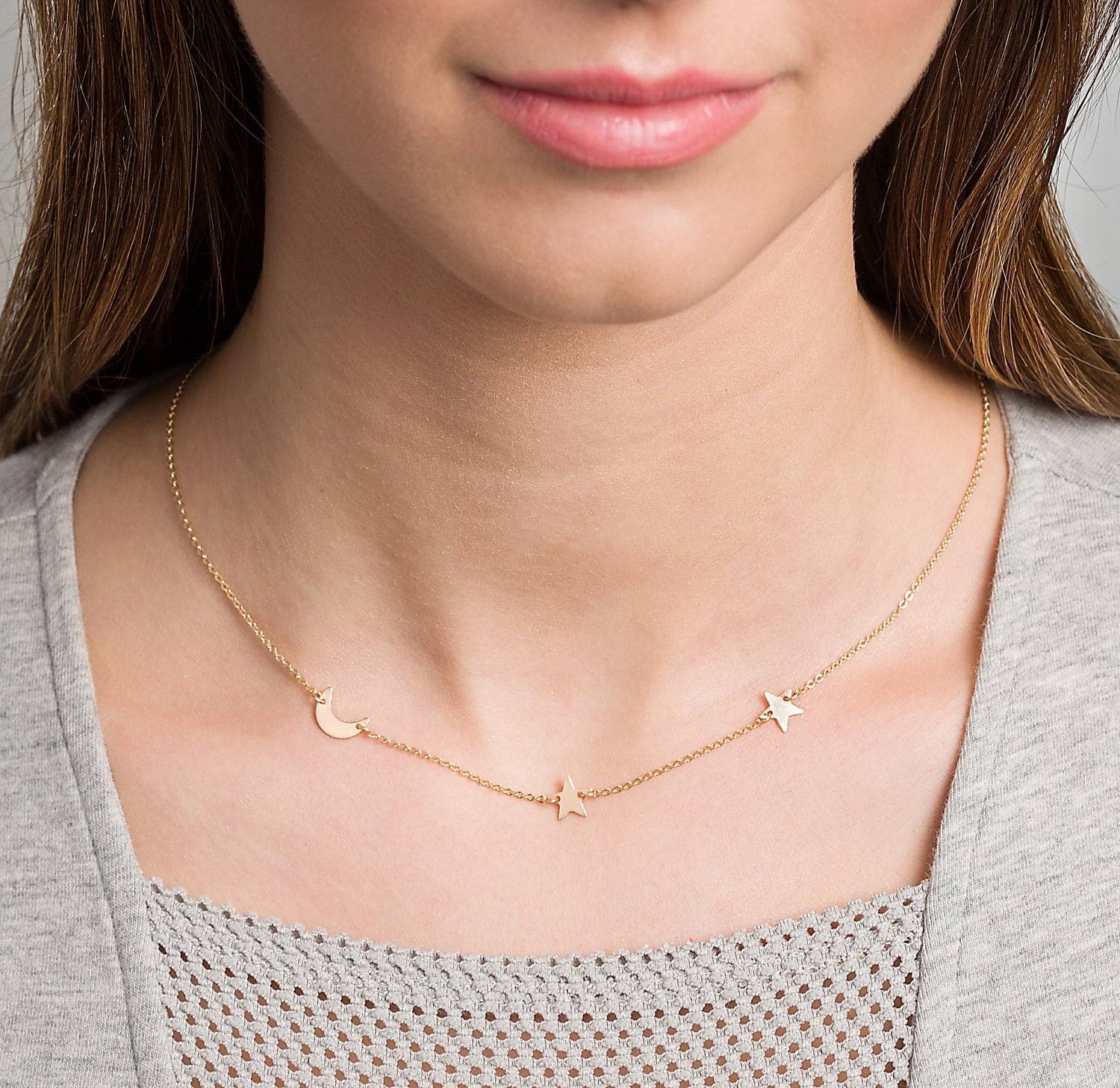 Gold Moon & Star Necklace