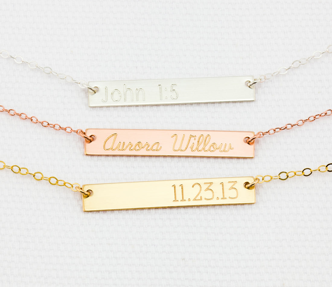 Engraved Bar Name Necklace
