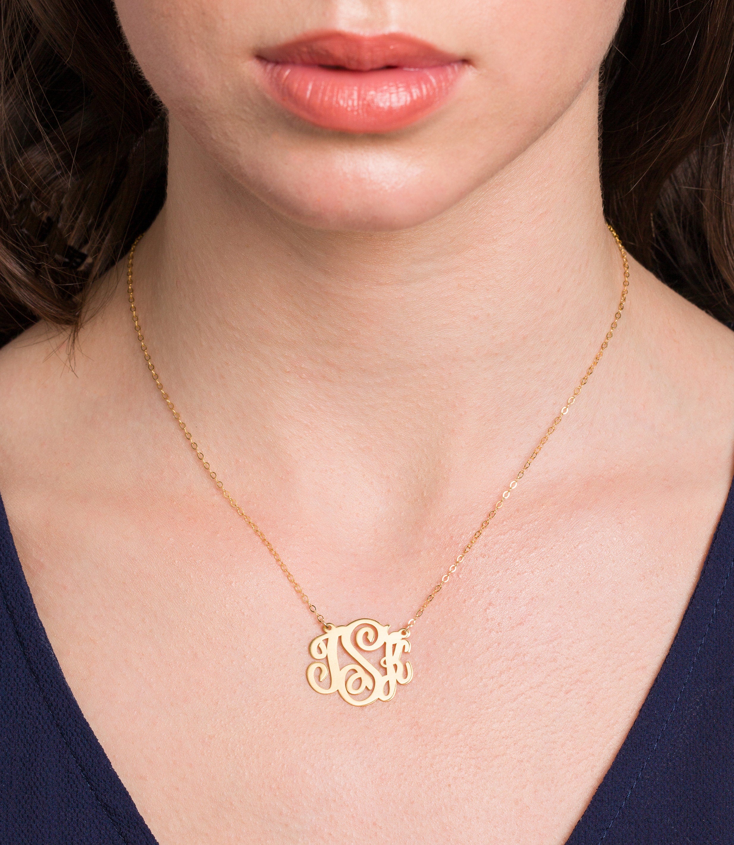 Ornate Monogram Pendant Necklace
