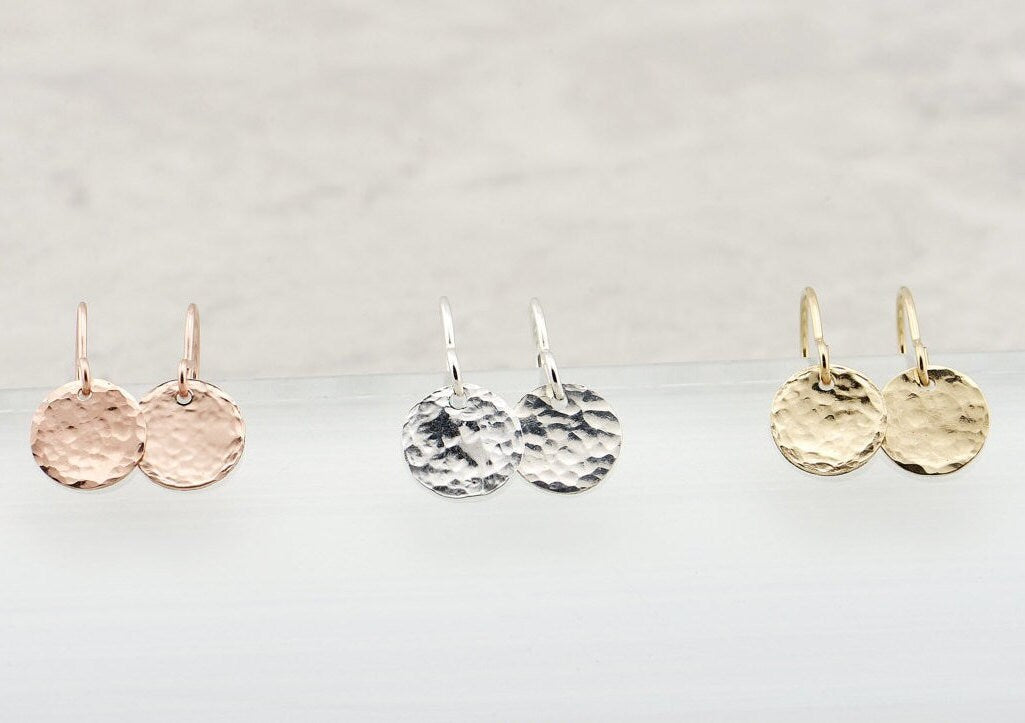 Hammered Disc Drop Earrings