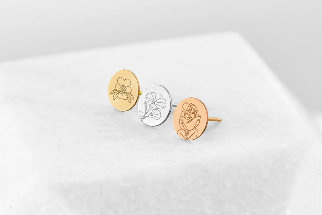 Birth Flower Stud Earrings