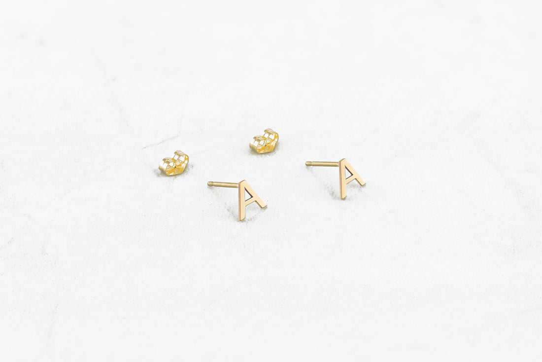 Initial Stud Earrings