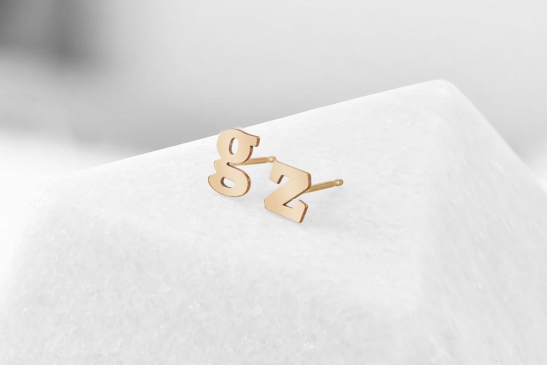 Initial Stud Earrings