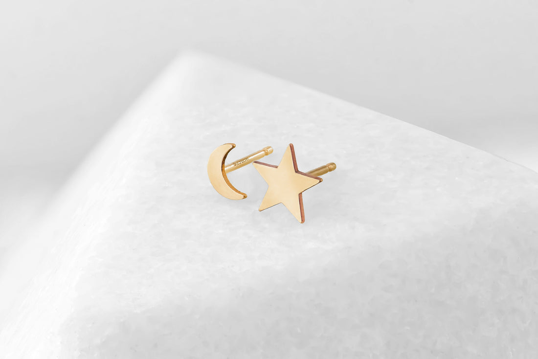 Moon Charm Stud Earrings