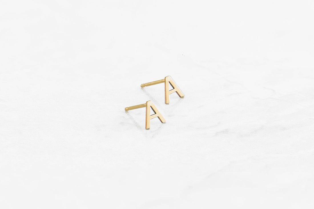 Initial Stud Earrings