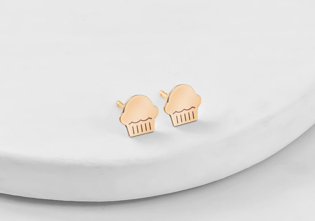 Cupcake Charm Stud Earrings