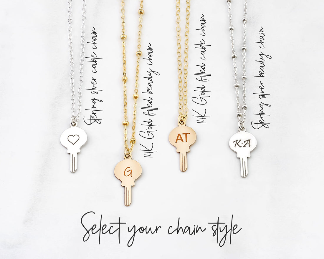 Key Initial Pendant Necklace
