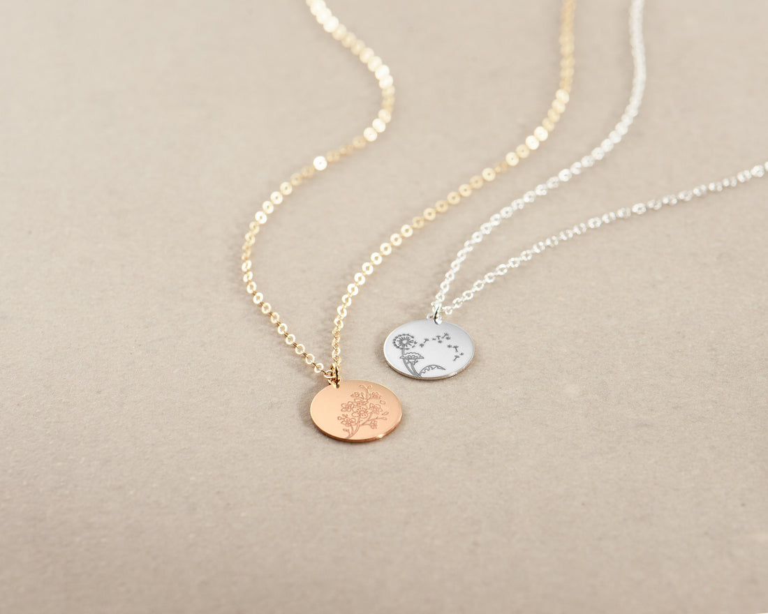 Birth Flower Pendant Necklace