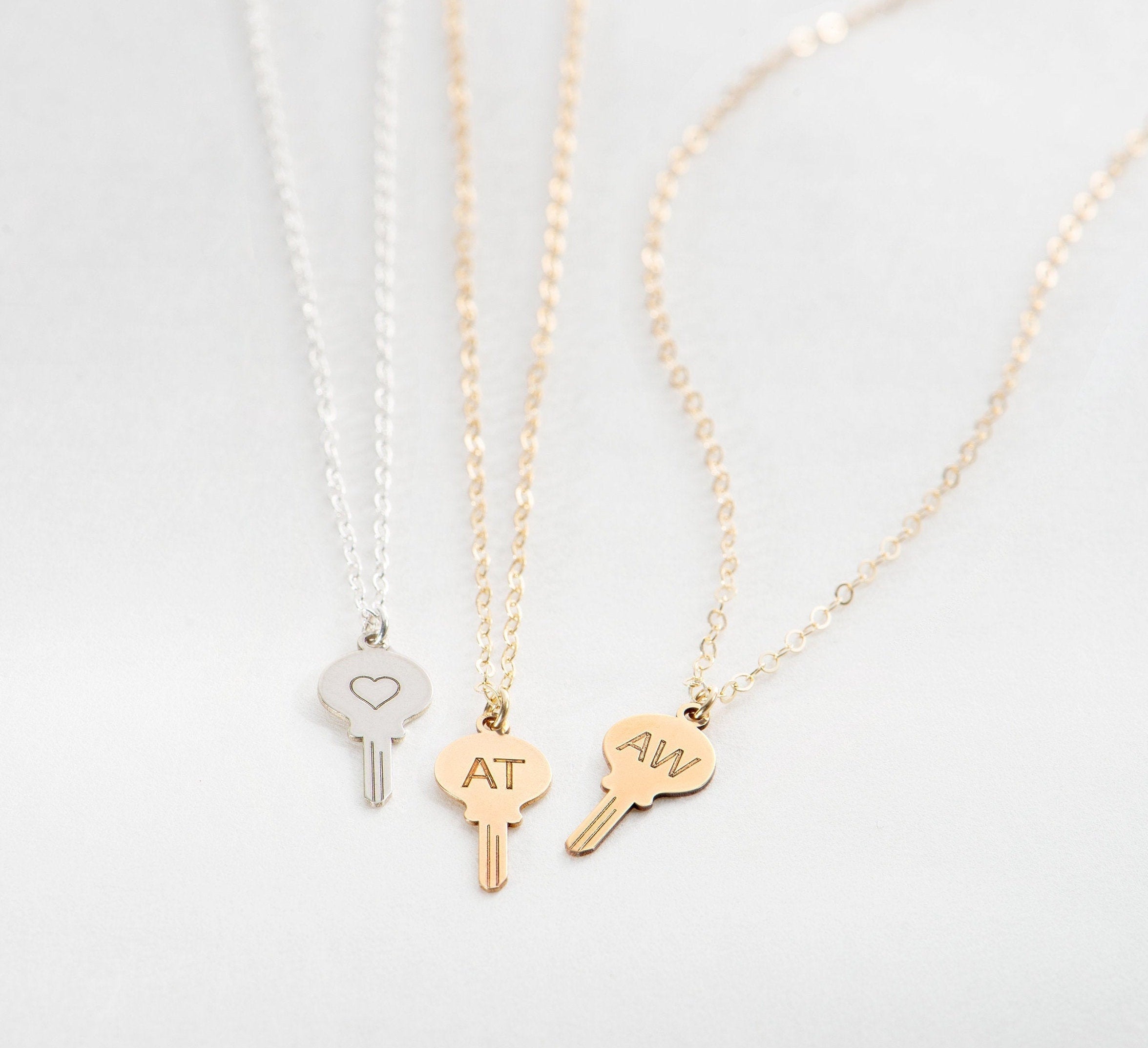 Key Initial Pendant Necklace
