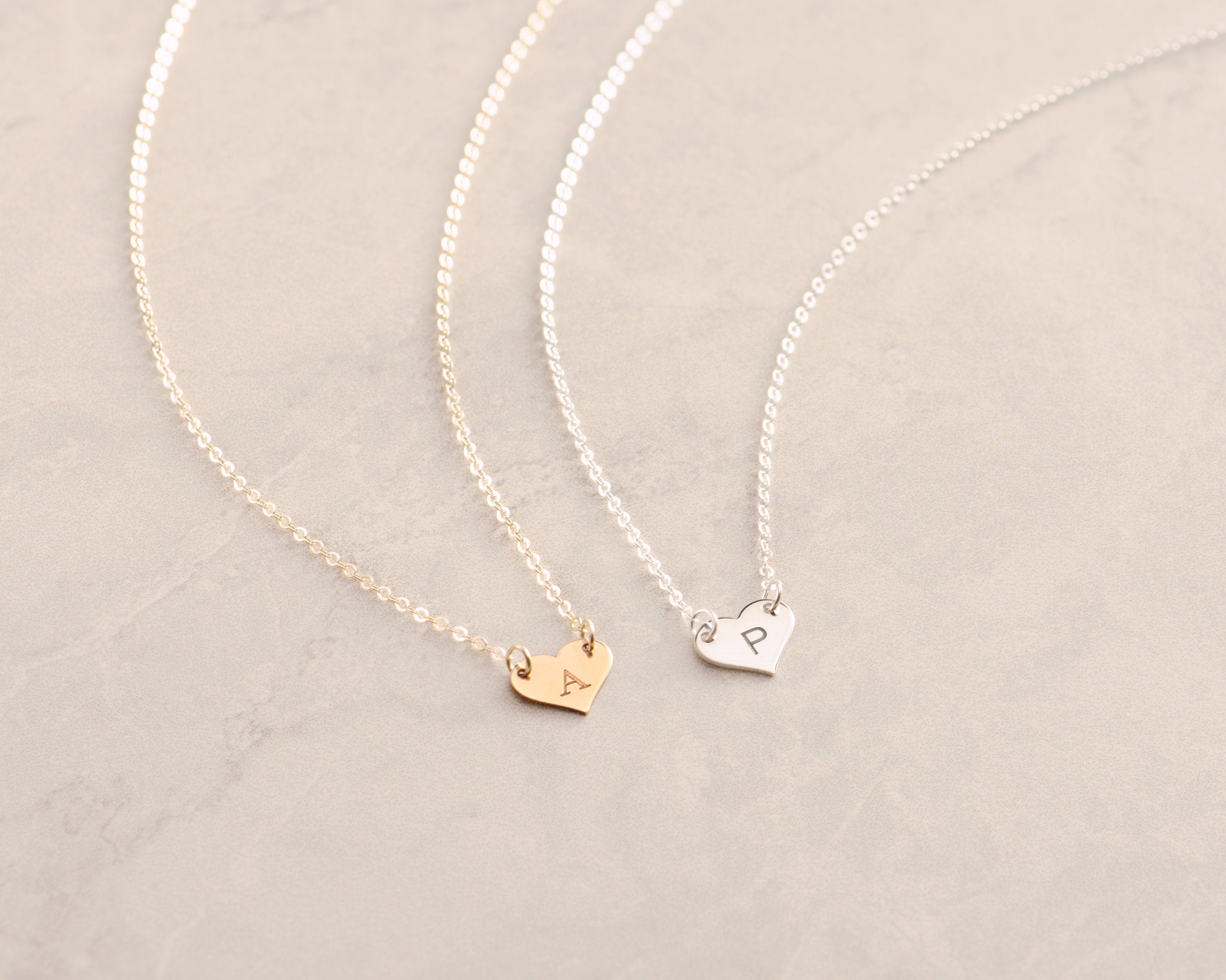 Dainty Heart Initial Necklace