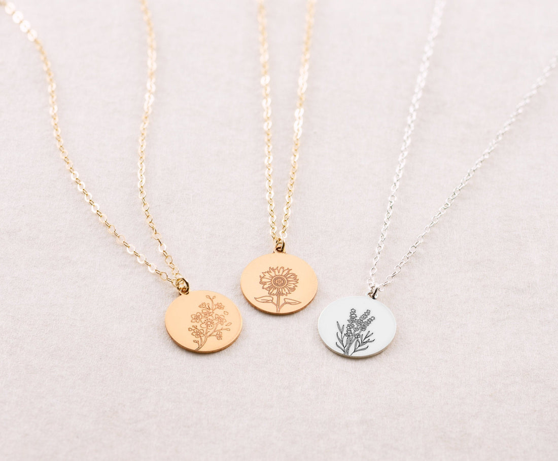 Birth Flower Pendant Necklace