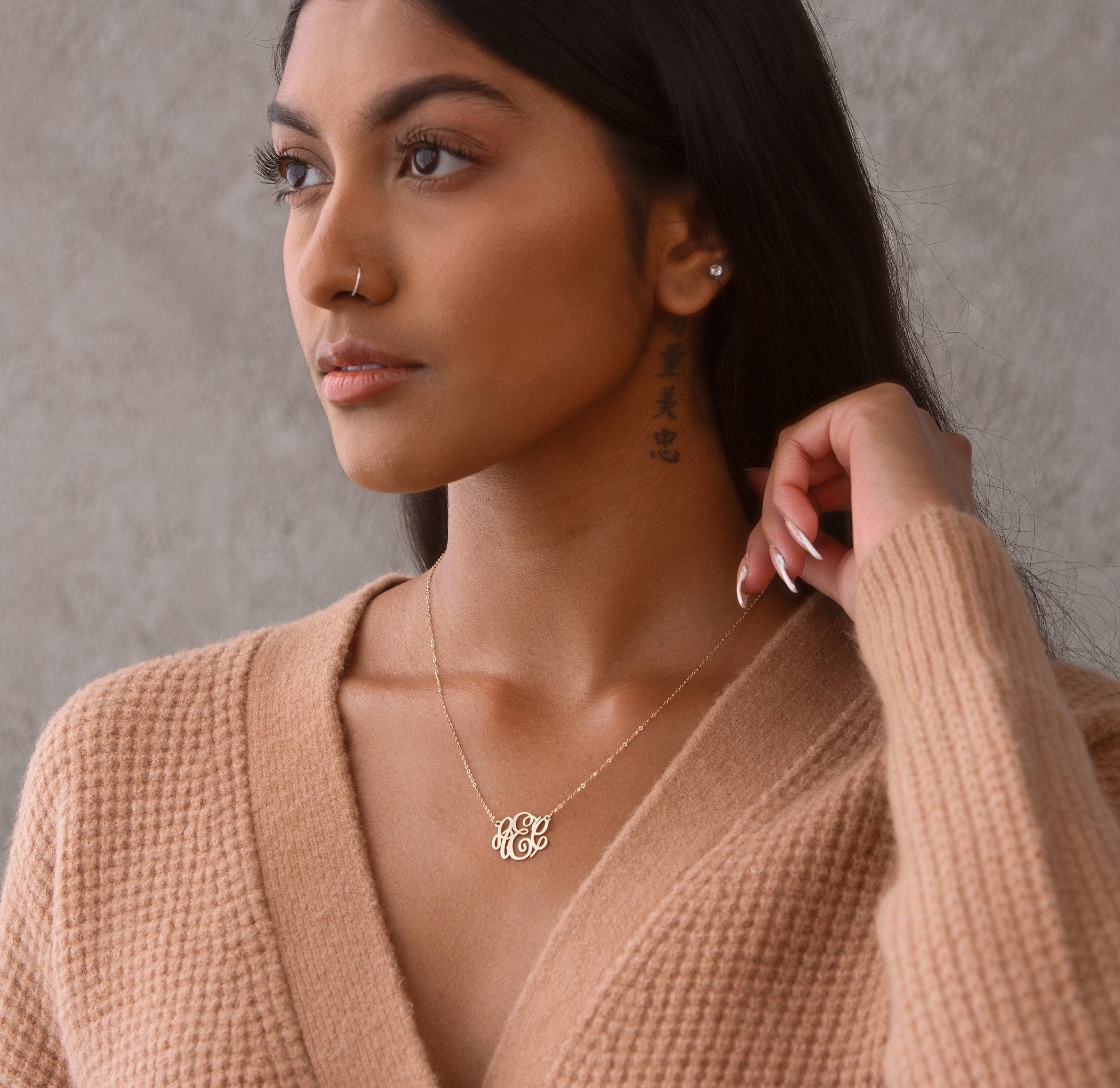 Ornate Monogram Pendant Necklace