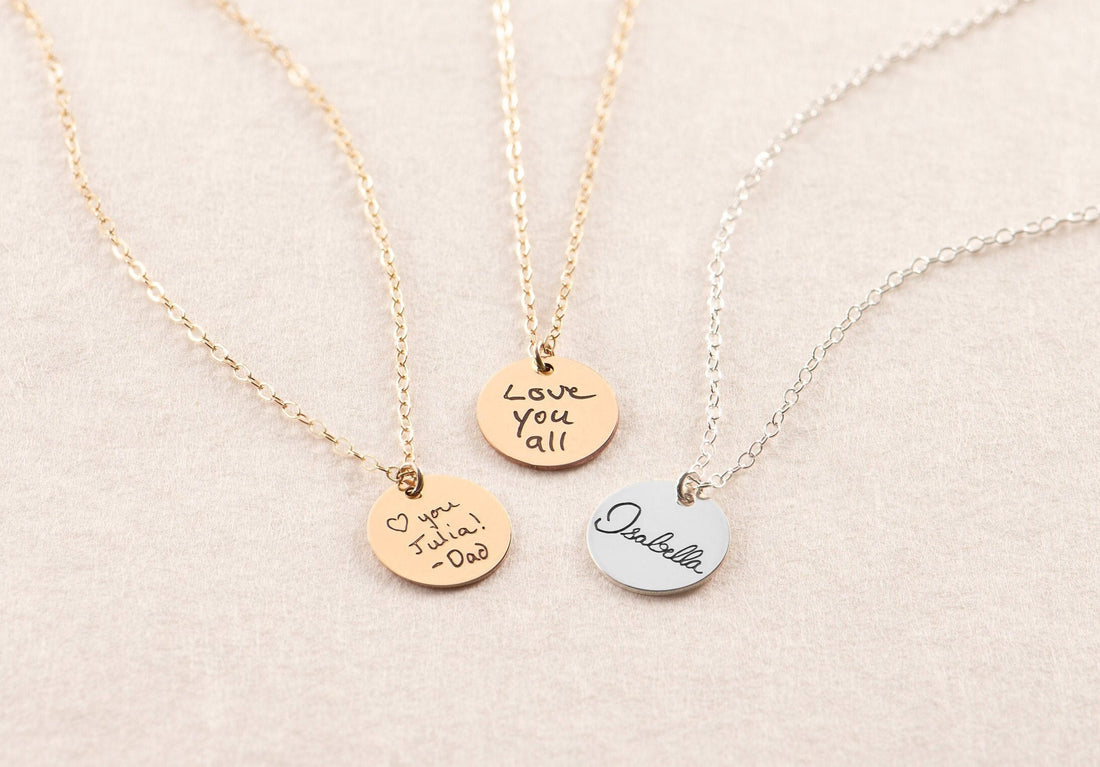 Handwritten Disc Pendant Necklace