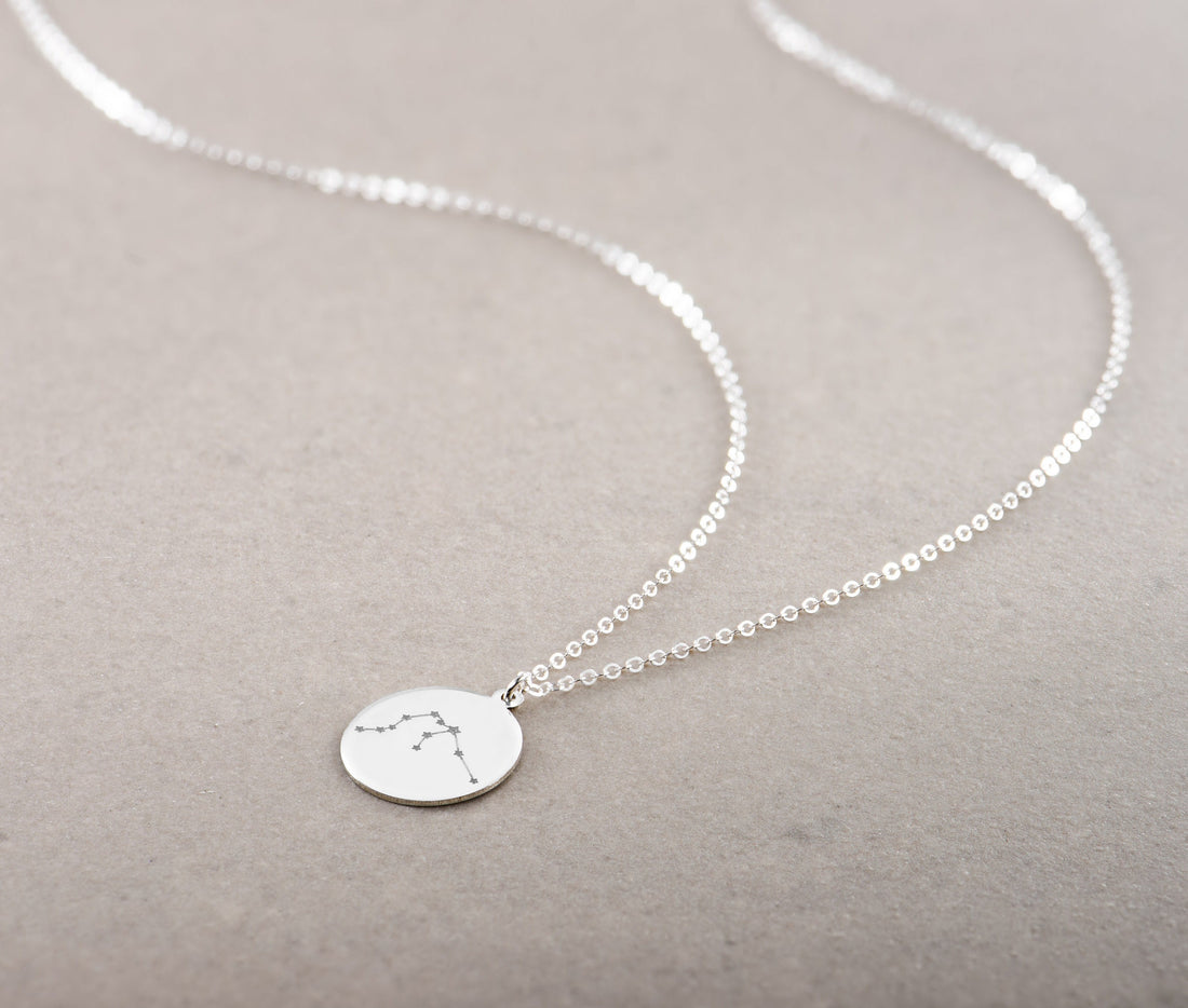 Zodiac Constellation Disc Pendant Necklace