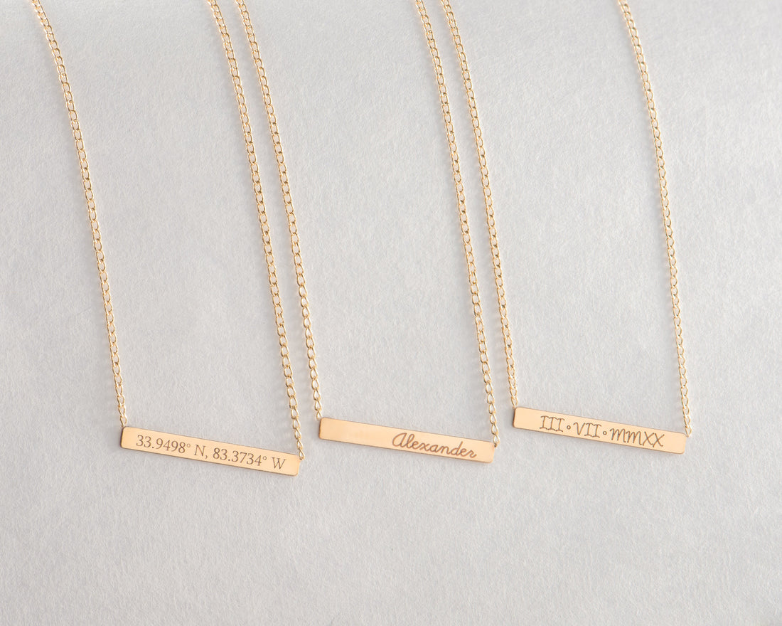 Emily Engraved Bar Necklace