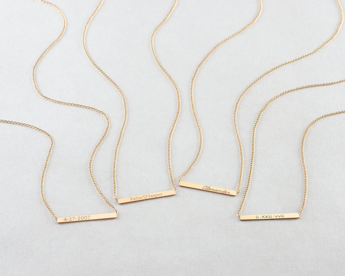 Emily Engraved Bar Necklace