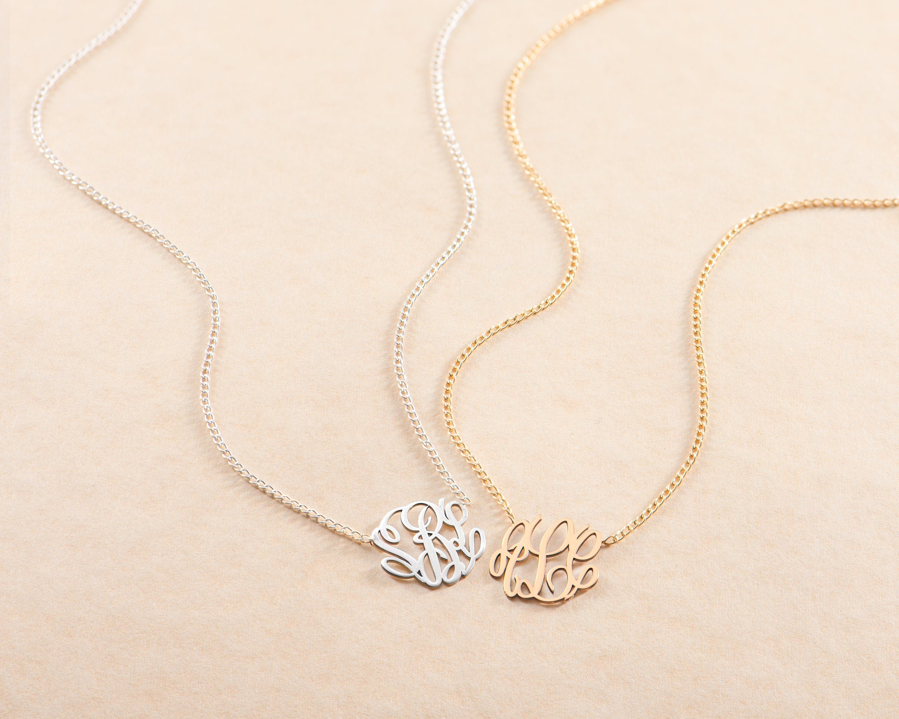 Monogram Curb Pendant Necklace