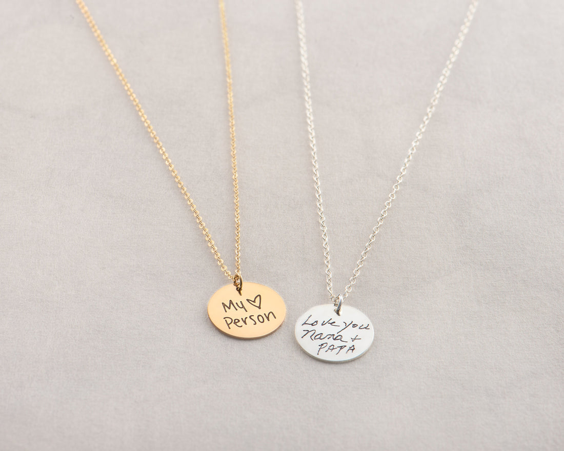 Handwriting Disc Pendant Necklace