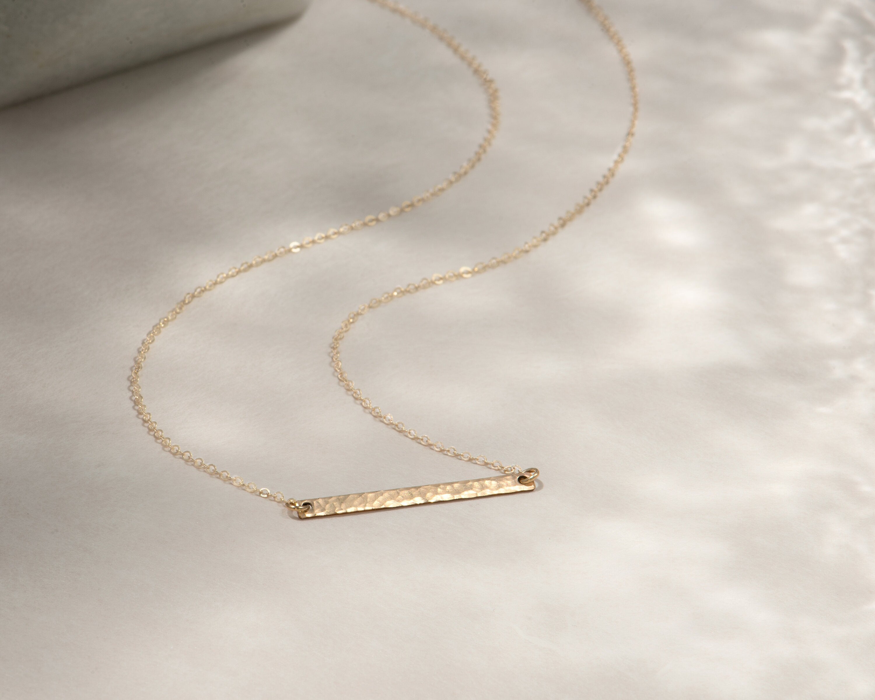 Hammered Bar Pendant Necklace