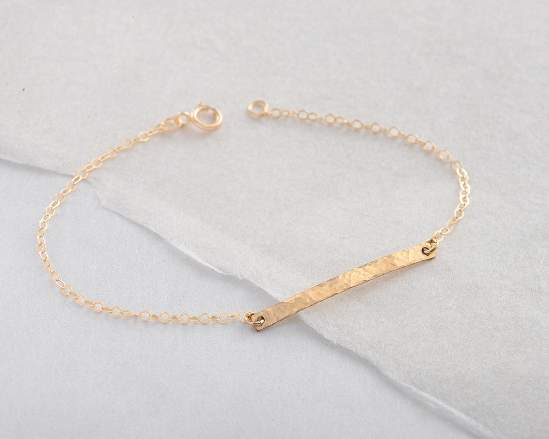 Hammered Gold Bar Bracelet