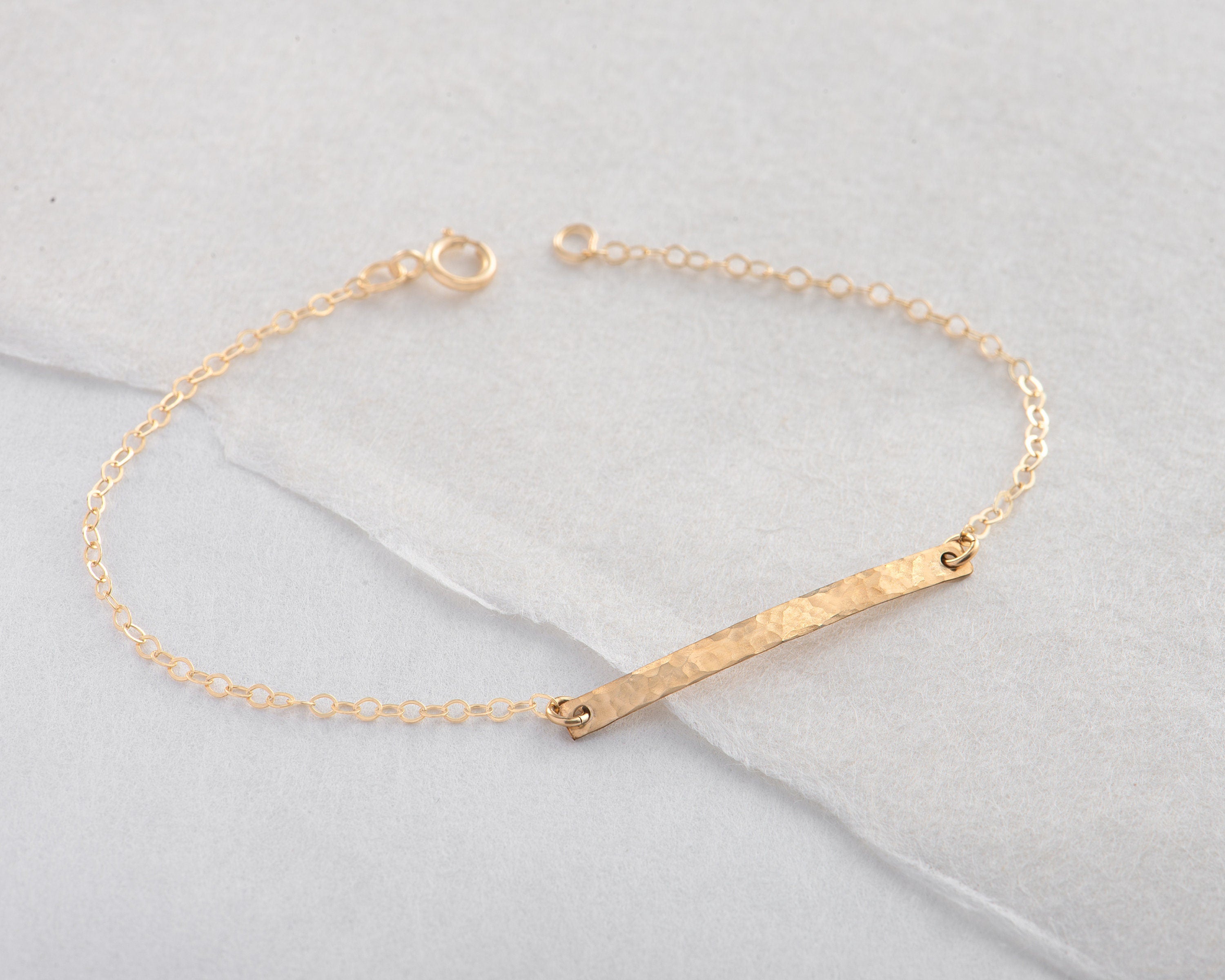 Hammered Gold Bar Necklace