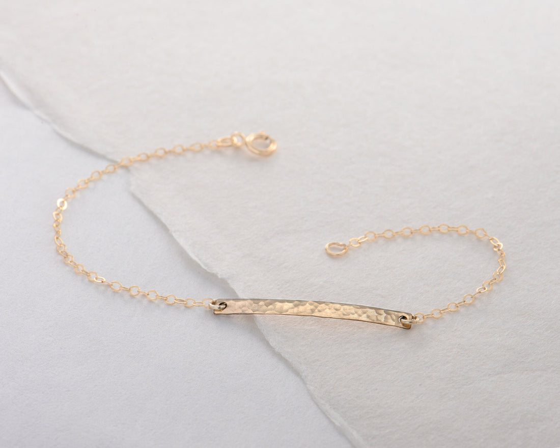 Hammered Gold Bar Bracelet