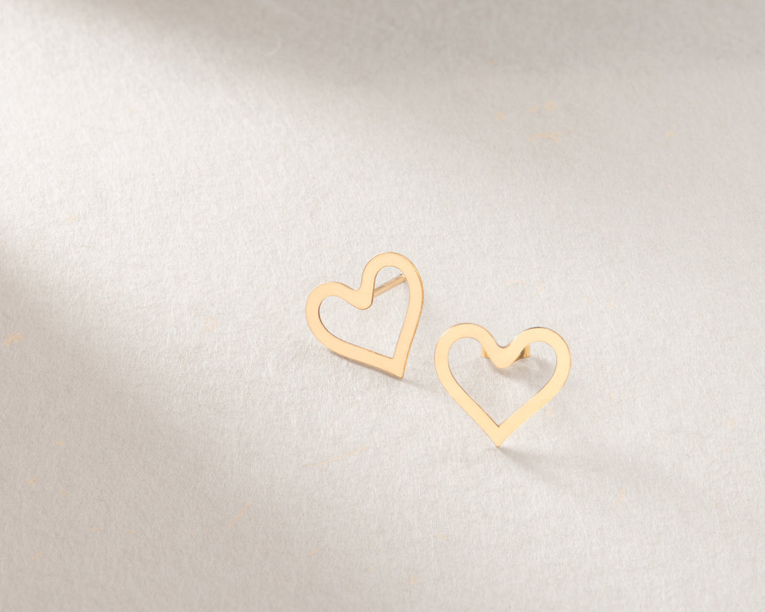Cut-Out Heart Stud Earrings