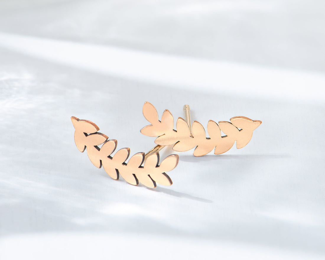 Leaf Sprig Drop Earrings