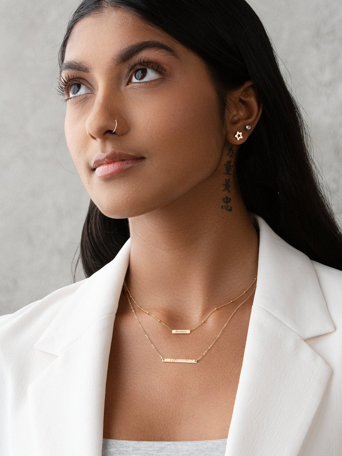 Hammered Bar Pendant Necklace