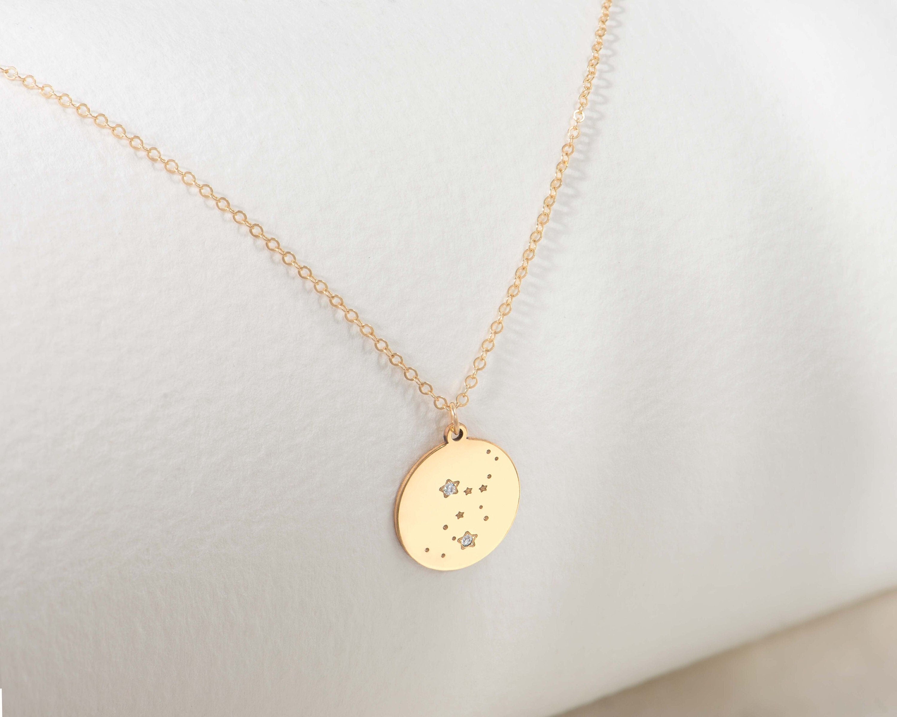 Zodiac Gemstone Disc Necklace