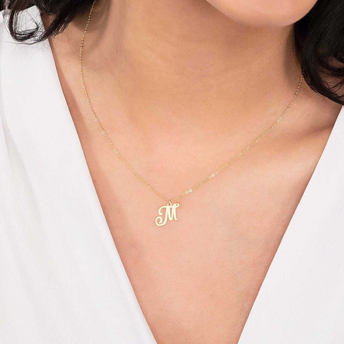 Script M Pendant Necklace