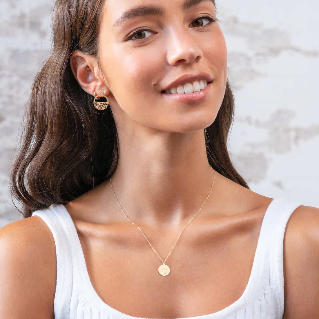 Zodiac Gemstone Disc Necklace