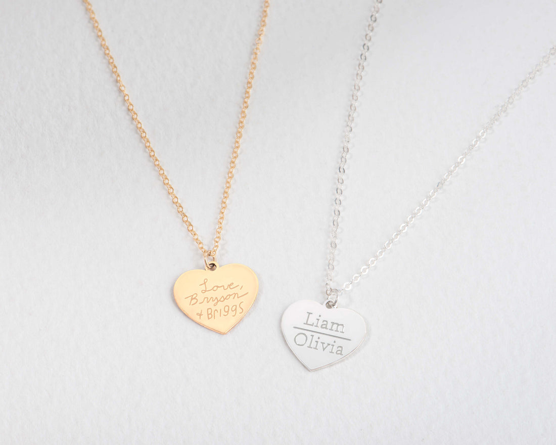Handwritten Heart Pendant Necklace