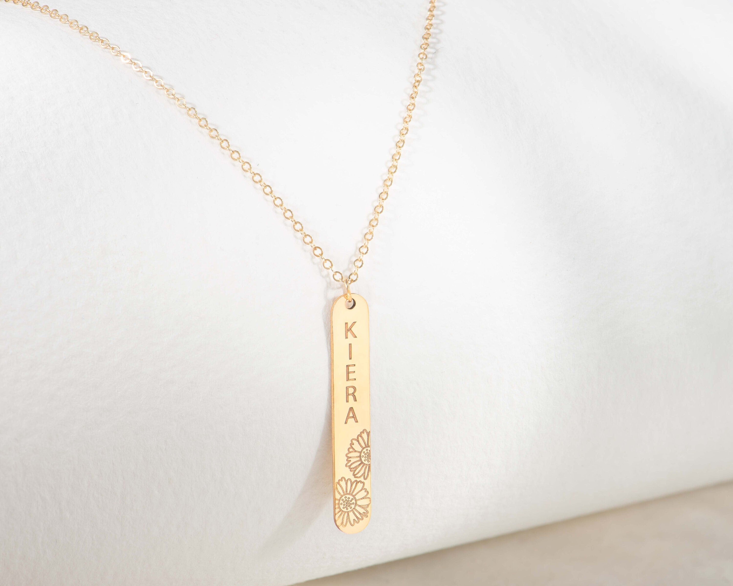 Engraved Vertical Bar Necklace