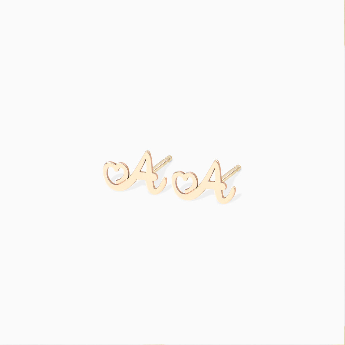 Initial Heart Stud Earrings