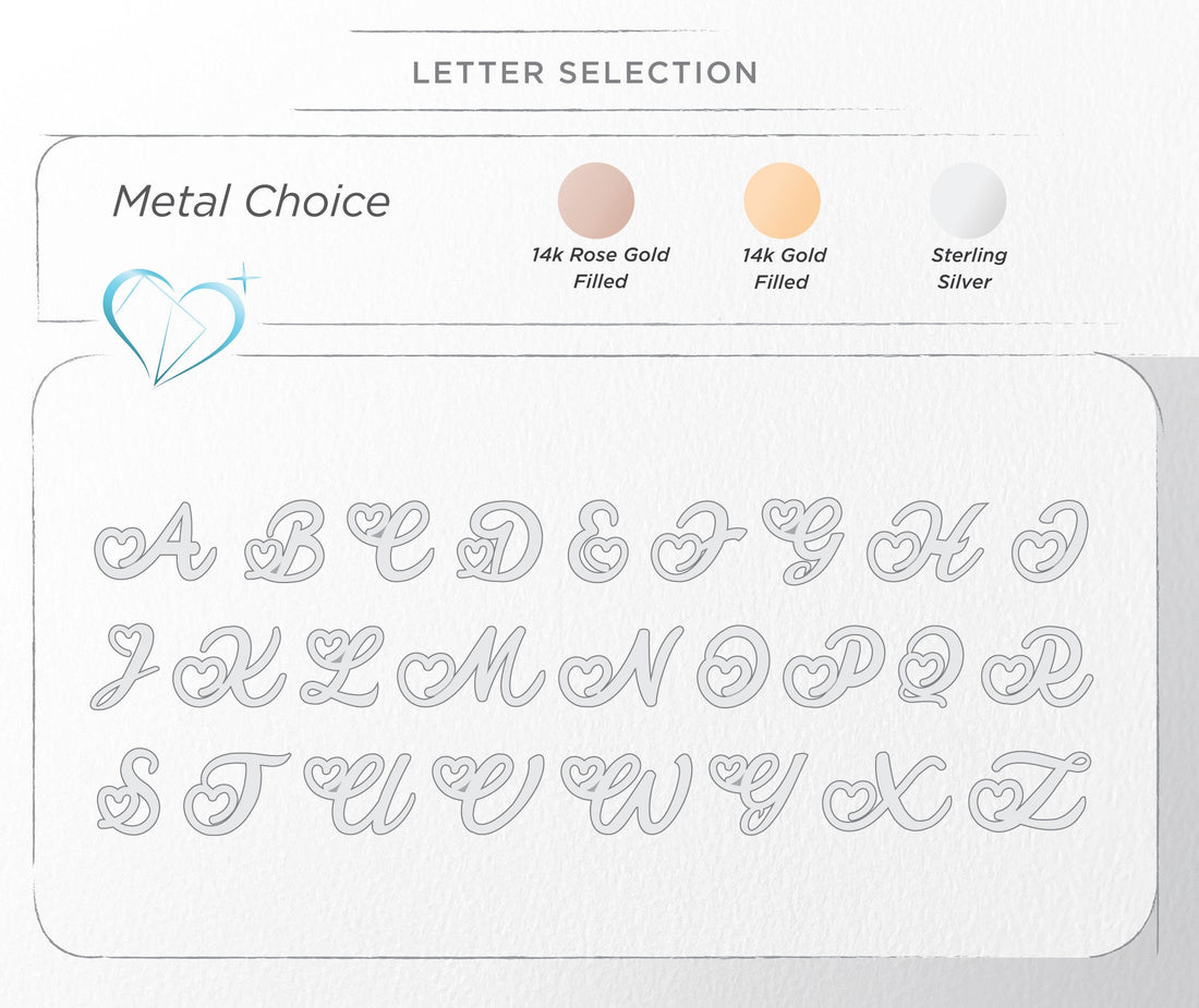Initial Heart Stud Earrings