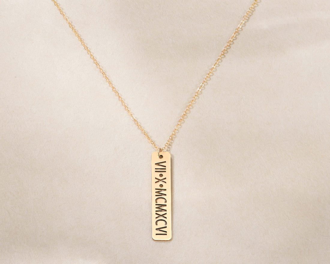Roman Numeral Bar Necklace