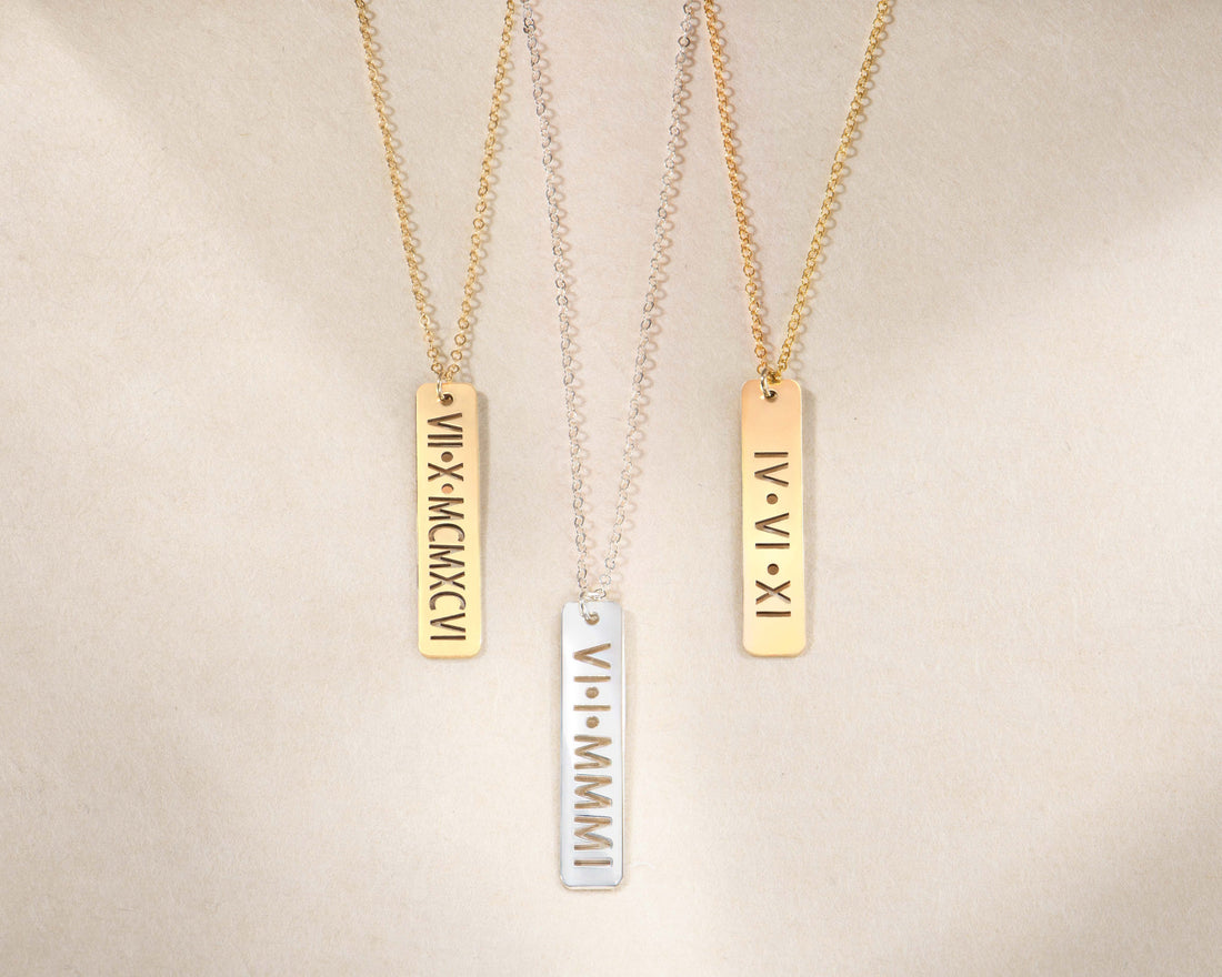 Roman Numeral Bar Necklace