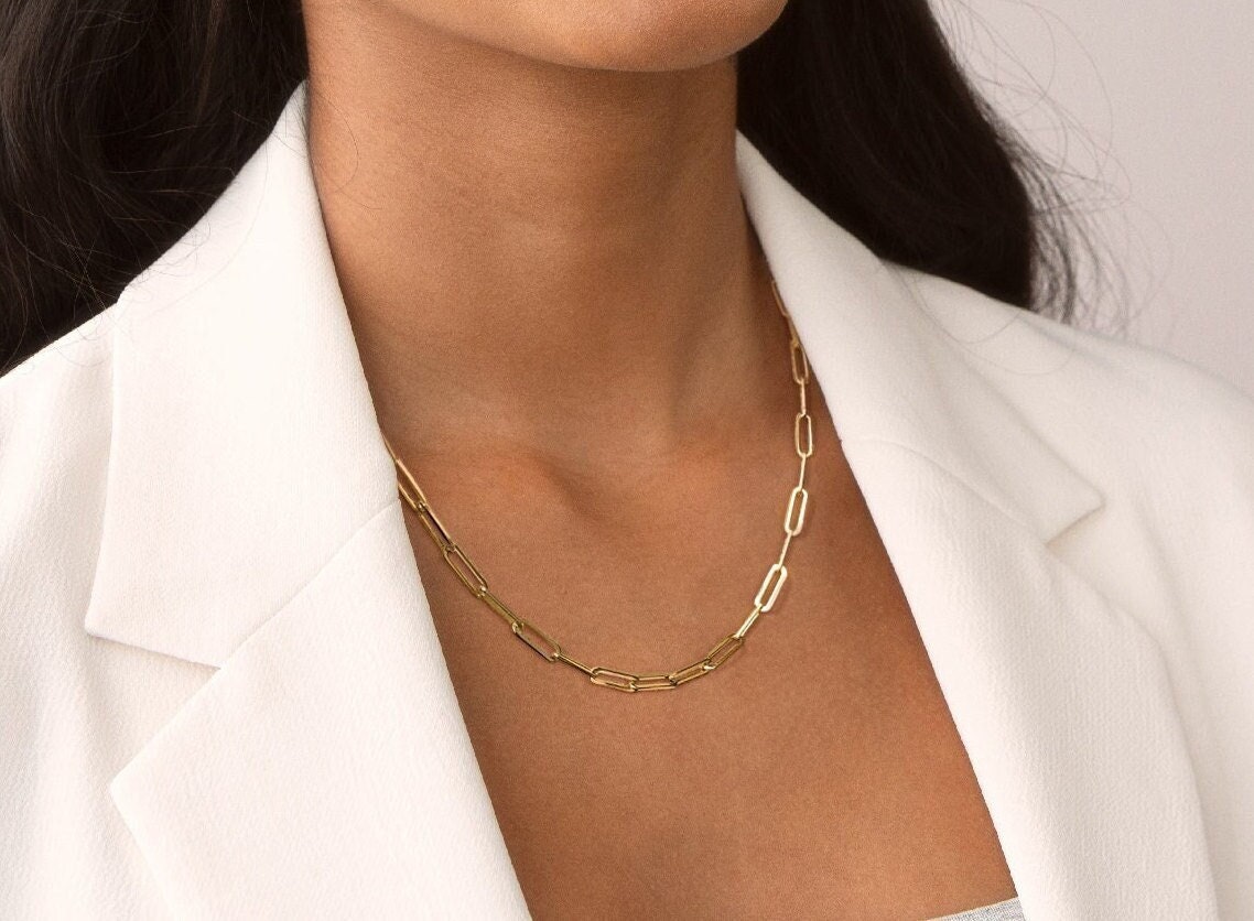 Gold Paperclip Chain Necklace