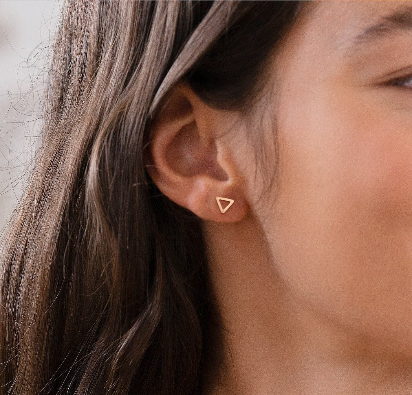 Open Inverted Triangle Stud Earrings