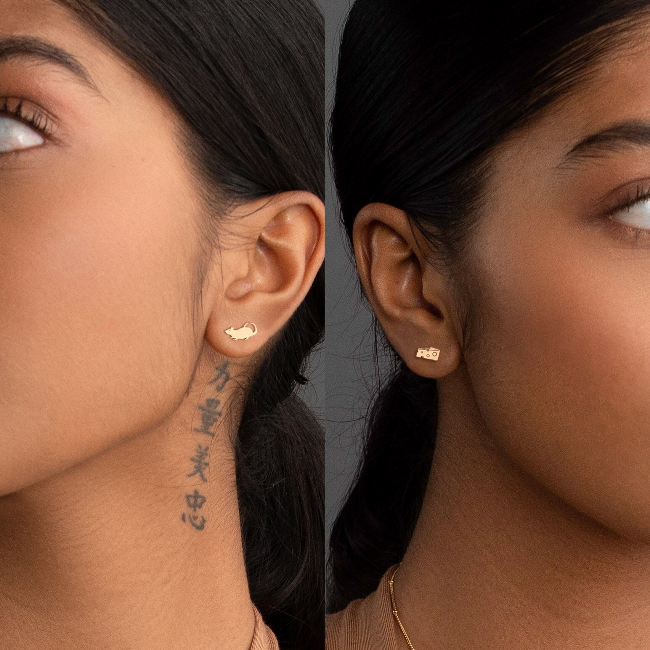 Mouse And Cheese Stud Earrings