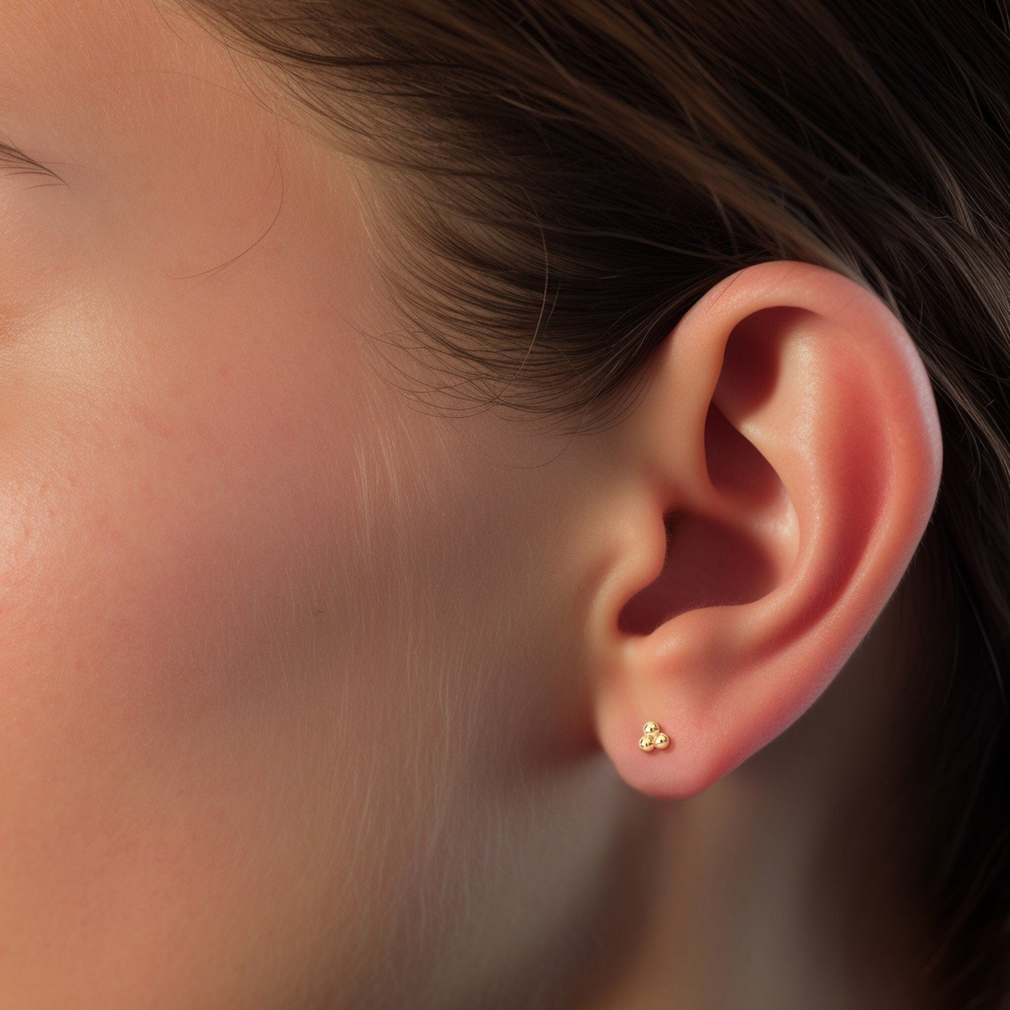 Gold Trio Ball Stud Earrings