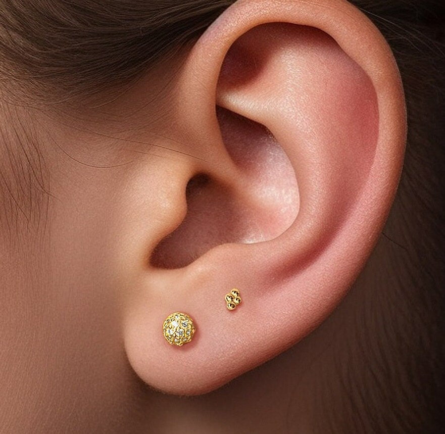 CZ Sphere Stud Earrings