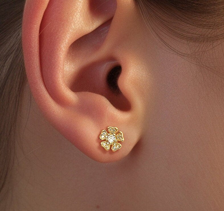 Sakura Flower CZ Stud Earrings
