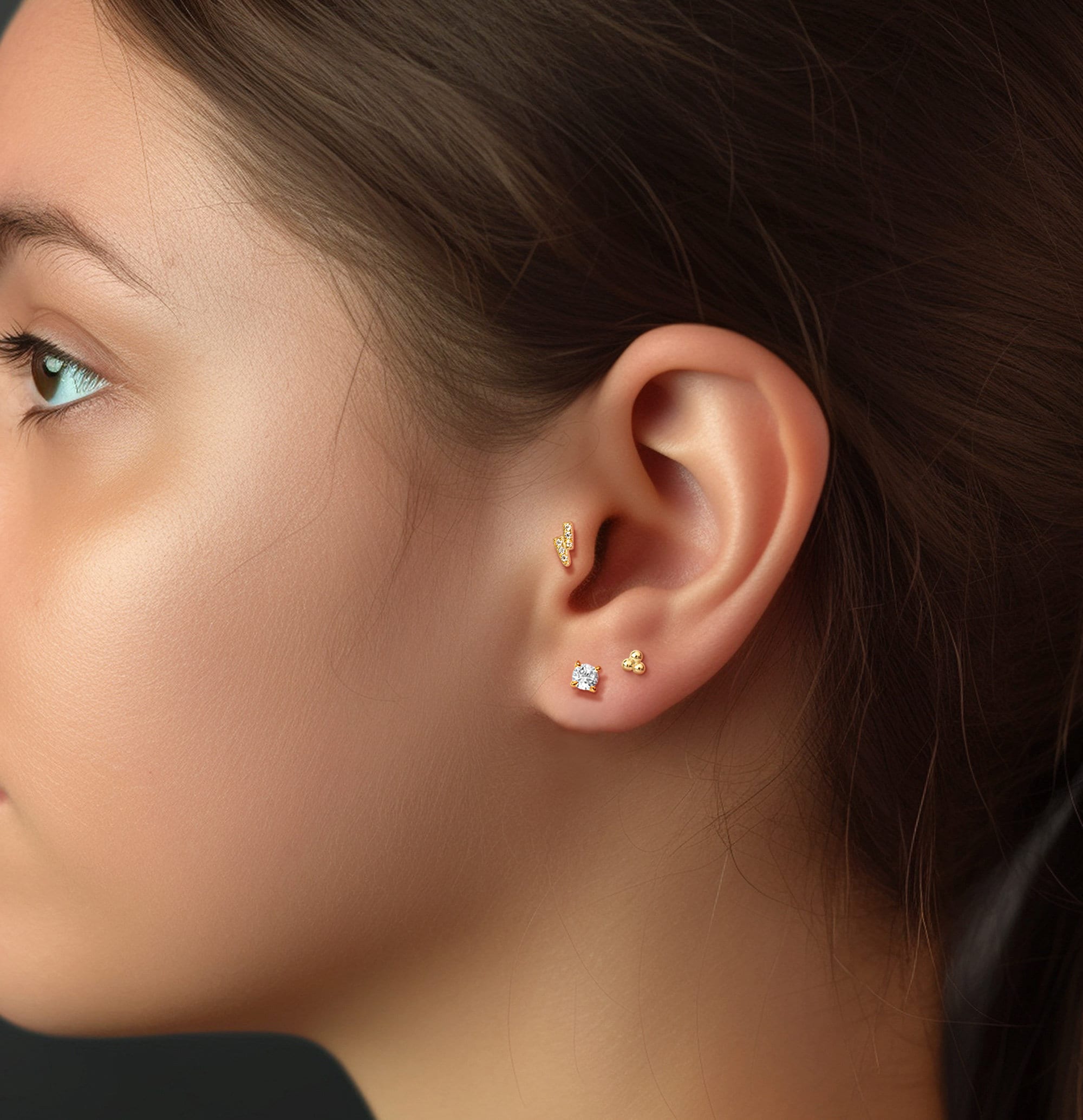Lightning Bolt Pavé Stud Earrings