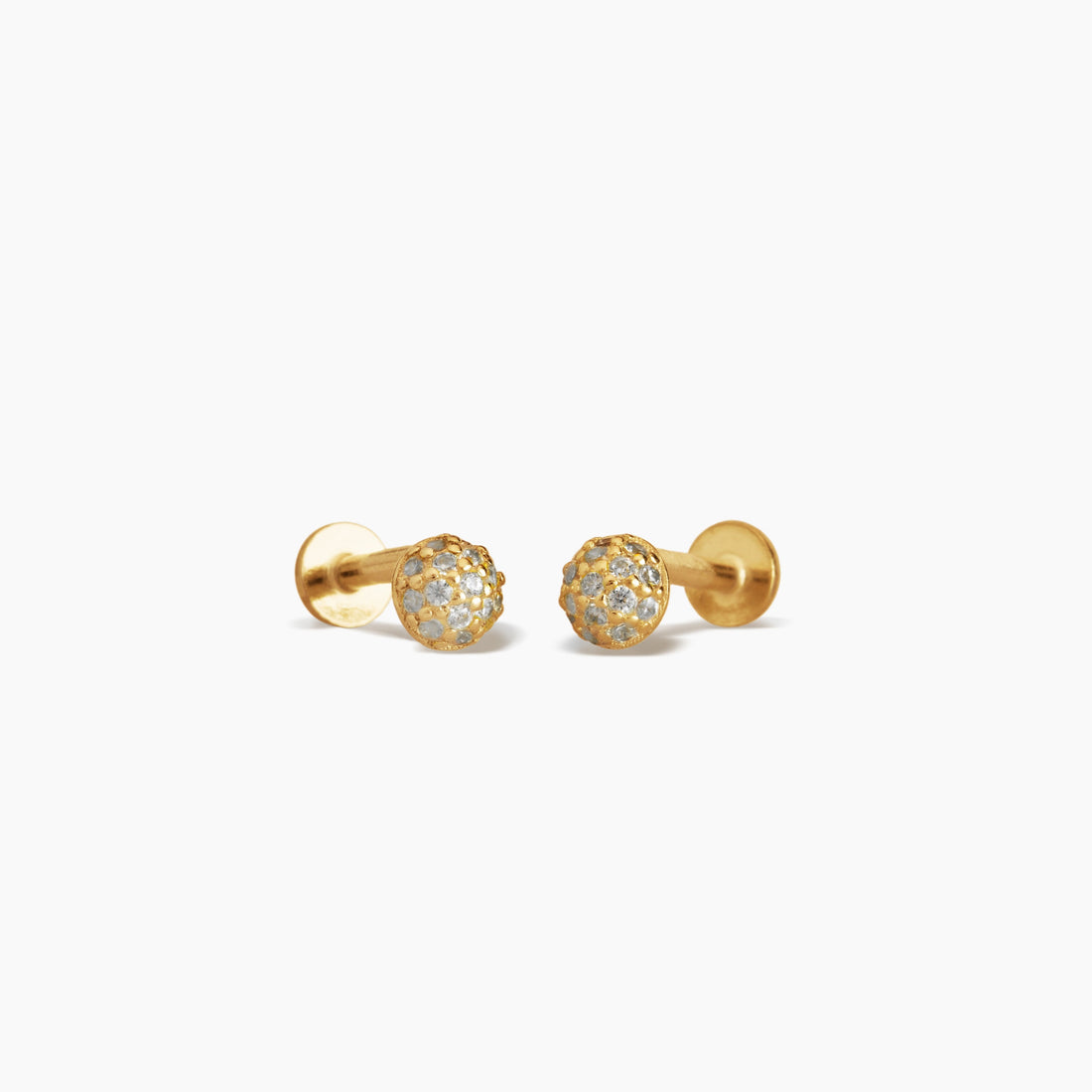 Cz Sphere Charm Stud Earrings