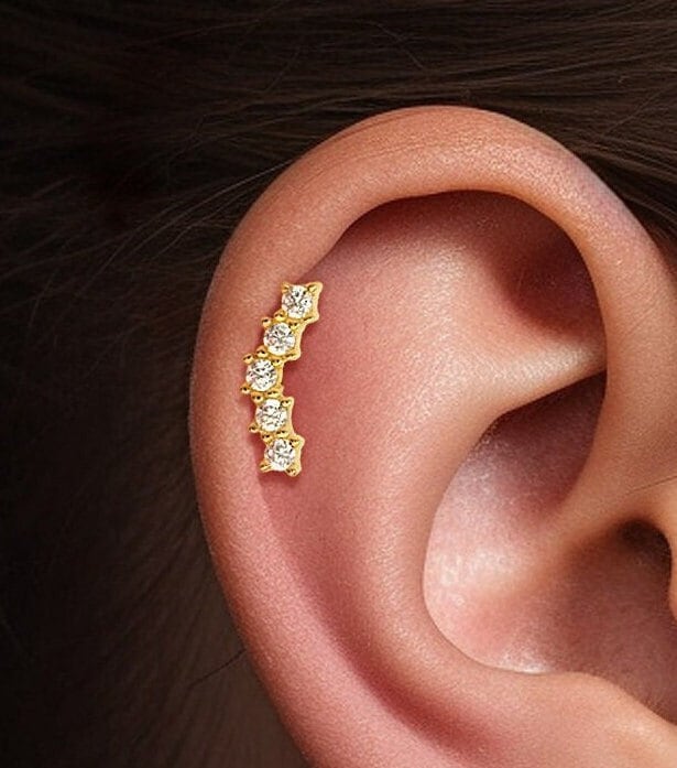 CZ Star Climber Stud Earrings