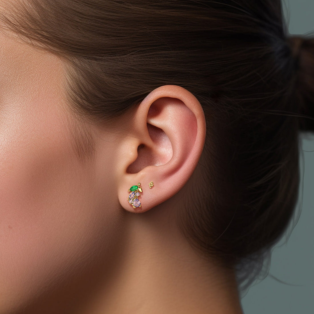 Purple Flower Stud Earrings
