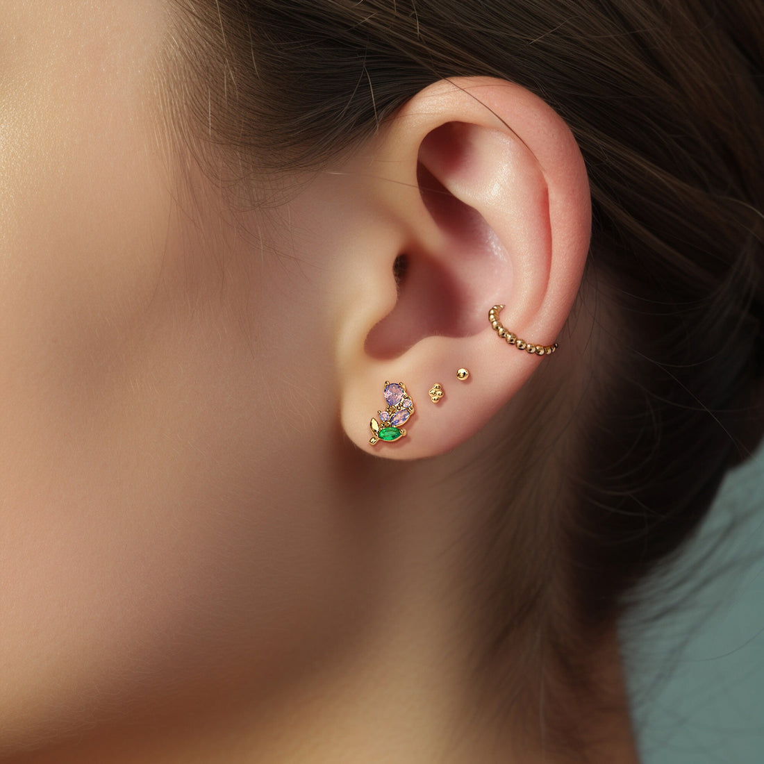 Flat Ball Stud Earrings